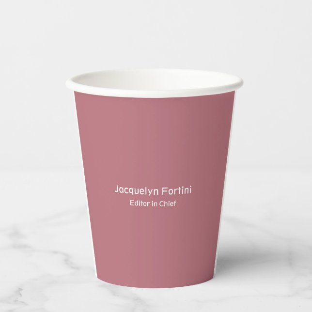 Rose Gold Colour Plain Elegant Modern Minimalist Paper Cups (Front)