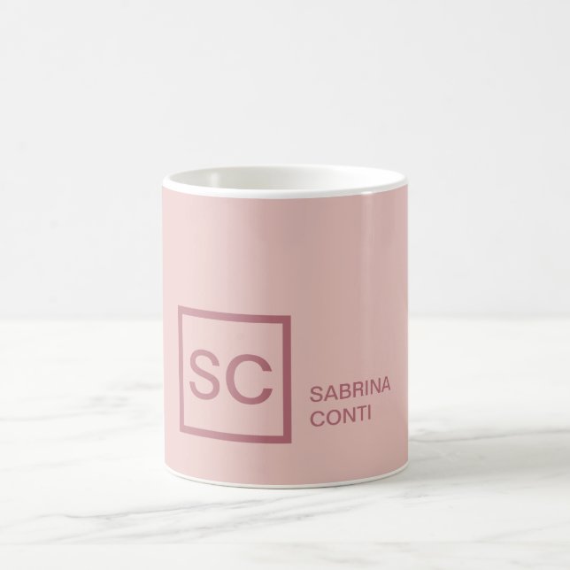 Rose gold colour professional girly monogram name coffee mug (Center)