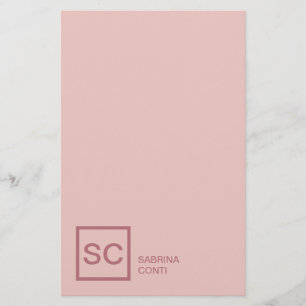 Rose gold colour professional girly monogram name stationery