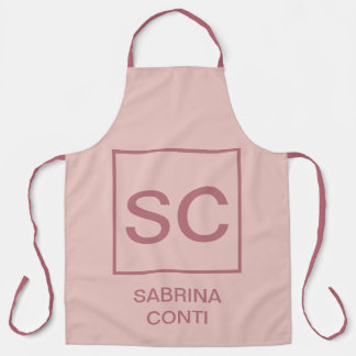Rose gold colour professional simple monogram name apron