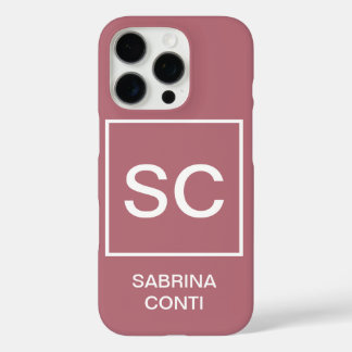 Rose gold colour professional simple monogram name iPhone 16 pro case