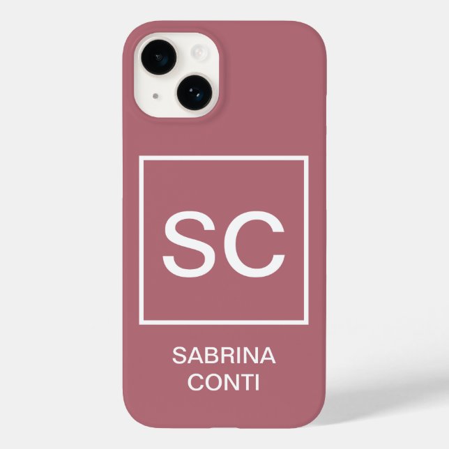 Rose gold colour professional simple monogram name Case-Mate iPhone case (Back)