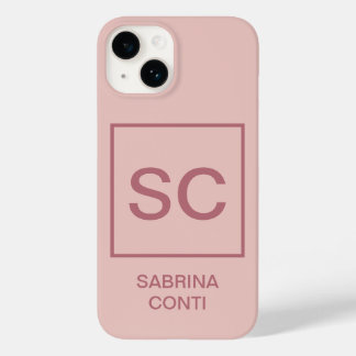 Rose gold colour professional simple monogram name Case-Mate iPhone 14 case