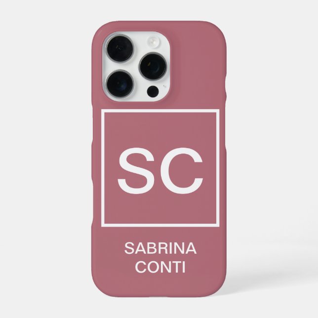 Rose gold colour professional simple monogram name iPhone case (Back)