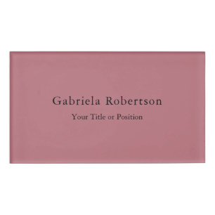 Rose Gold Colour Professional Trendy Modern Plain Name Tag
