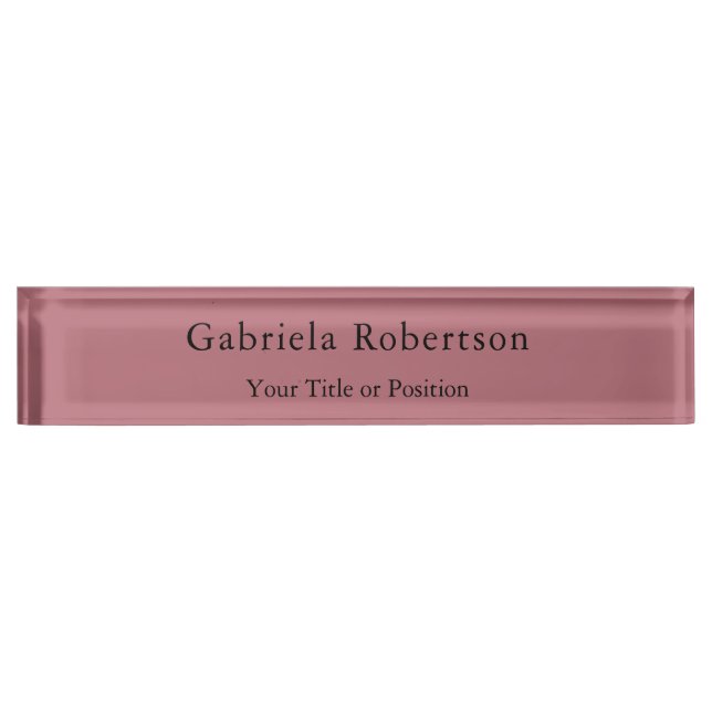 Rose Gold Colour Professional Trendy Modern Plain Nameplate (Front)