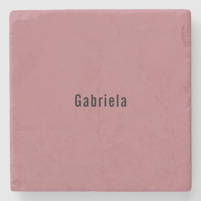 Rose Gold Colour Professional Trendy Modern Plain Stone Coaster (Front)