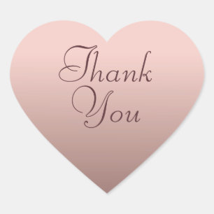 Rose Gold Colour Template Thank You Text Elegant Heart Sticker