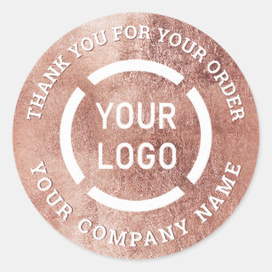 Rose gold company logo thank you stickers