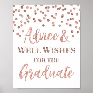 Rose Gold Confetti Advice for Graduate Sign