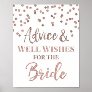 Rose Gold Confetti Advice for the Bride Sign