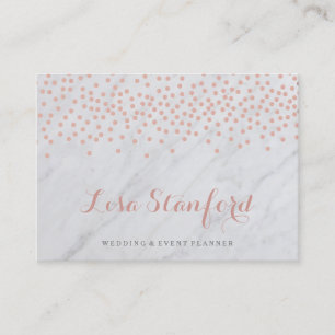 Rose gold confetti and marble business card