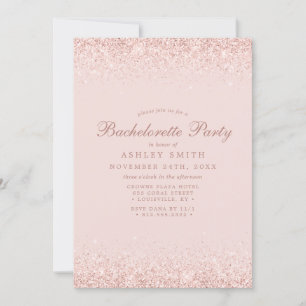 Rose Gold Confetti Blush Pink Modern Bachelorette Invitation