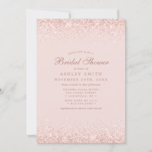 Rose Gold Confetti Blush Pink Modern Bridal Shower Invitation