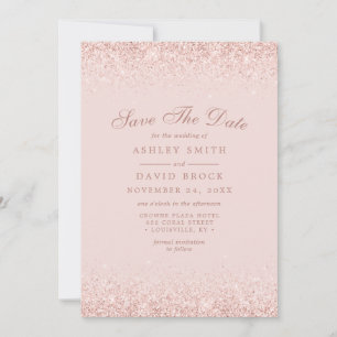 Rose Gold Confetti Blush Pink Modern Save The Date