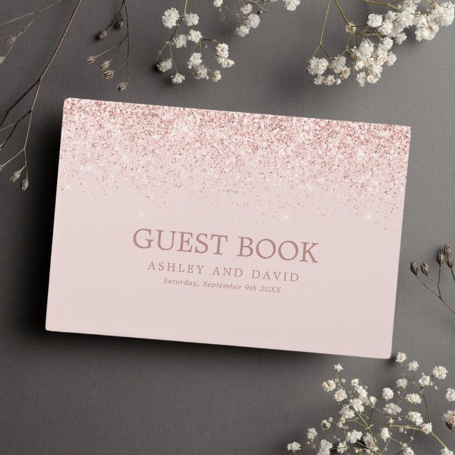 Rose Gold Confetti Blush Pink Modern Wedding Guest Book (Creator Uploaded)