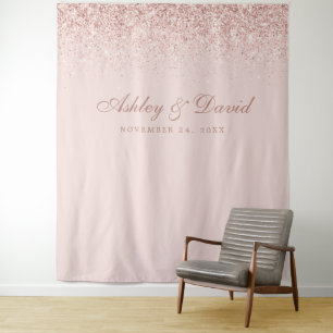 Rose Gold Confetti Blush Pink Photo Booth Backdrop Tapestry