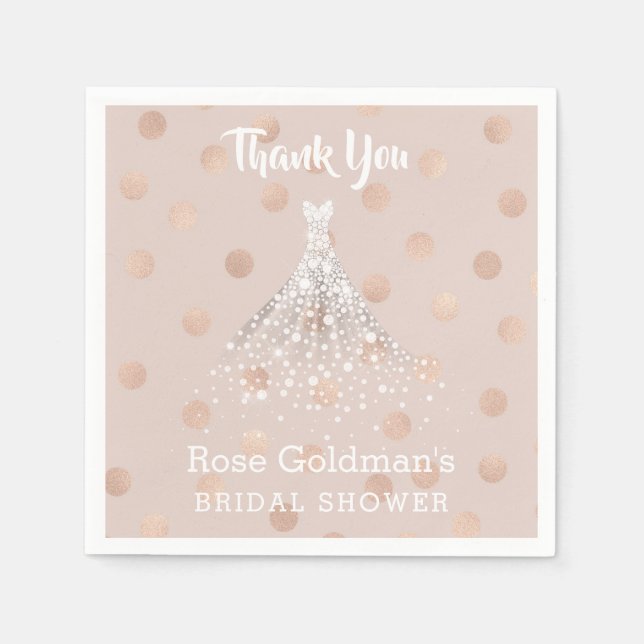 Rose Gold Confetti Bridal Shower Wedding Dress Napkin (Front)