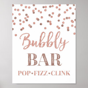 Rose Gold Confetti Bubbly Bar Sign