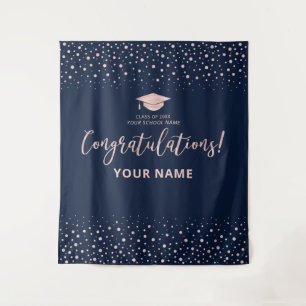 Rose Gold Confetti   Congratulation Graduation Tap Tapestry