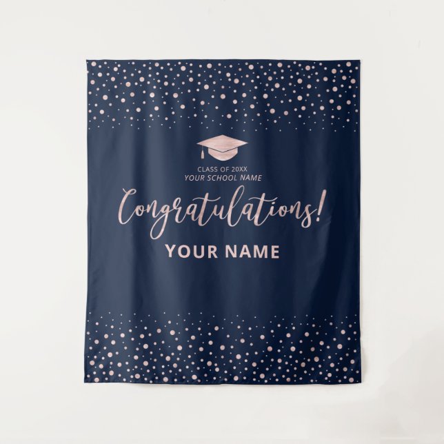 Rose Gold Confetti | Congratulation Graduation Tap Tapestry (Front)