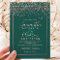 Rose gold confetti emerald green script wedding