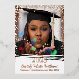 Rose Gold Confetti Foil Graduation Announcement