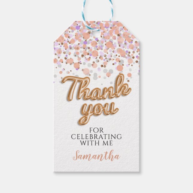 Rose Gold Confetti Gift Tags (Front)