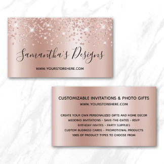 Rose Gold Confetti Glitter Ombre Online Store Business Card