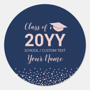 Rose Gold Confetti Graduation Party Favour Classic Round Sticker