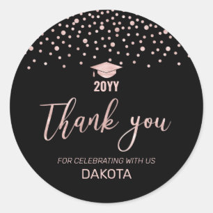 Rose Gold Confetti Graduation Party Favour Classic Round Sticker