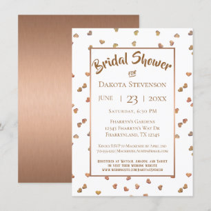 Rose Gold Confetti Hearts Modern Bridal Shower Invitation