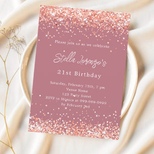 Rose gold confetti luxury birthday invitation
