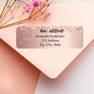 Rose gold confetti moved new return address