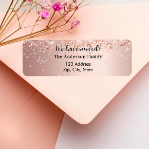 Rose gold confetti moved new return address