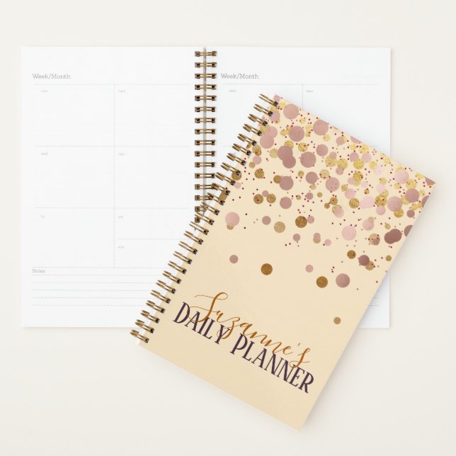 Rose Gold Confetti Personalised Planner (Display)
