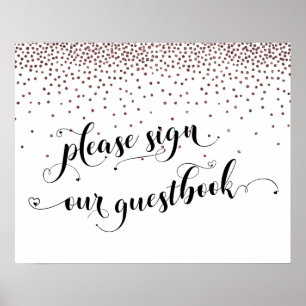 Rose Gold Confetti Please Sign Our Guestbook Sign