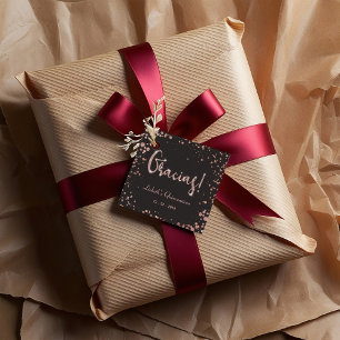 Rose gold Confetti Quinceanera Gracias   Elegant Favour Tags