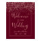 Rose gold confetti red burgundy wedding welcome