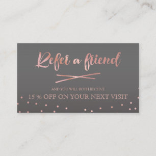 Rose Gold Confetti Refer a Friend Referral Card