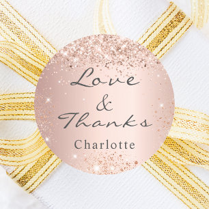 Rose gold confetti thank you classic round sticker