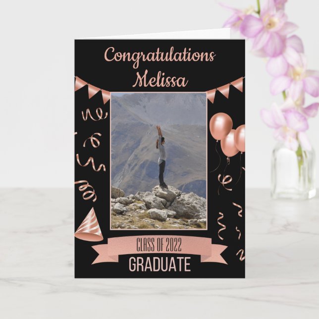 Rose Gold Congratulations Graduation Card (Orchid)