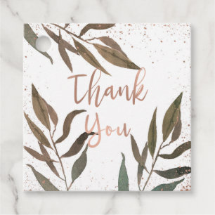 Rose Gold Copper Botanical Glam Wedding Thank You Favour Tags