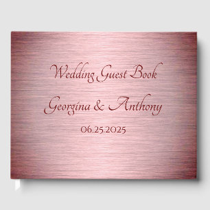 Rose Gold Copper Burgundy Wedding Guest Book