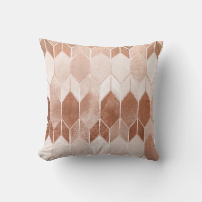 Rose Gold Copper Chevron Cushion (Front)