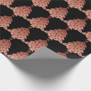 Rose Gold Copper Gold Black Christmas Tree Wrapping Paper
