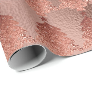 Rose Gold Copper Gold Blush Christmas Tree Wrapping Paper