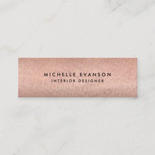 Rose Gold Copper Look Minimalist Mini Business Card (Front)