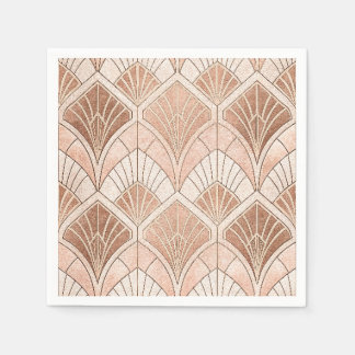 Rose Gold & Copper Metallic Art Deco Fan Pattern Napkin