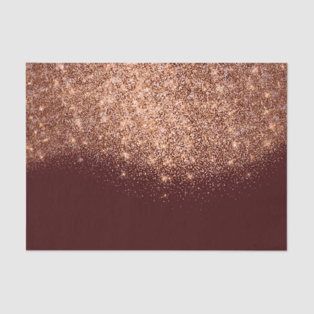 Rose Gold Copper Metallic Glitter Burgundy Maroon Tissue Paper (Front)
